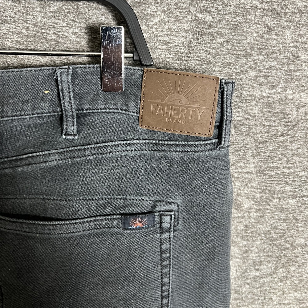 Faherty Jeans Mens 40x32 Gray Slim Straight Stretch Denim Charcoal Pants Casual - Picture 5 of 8